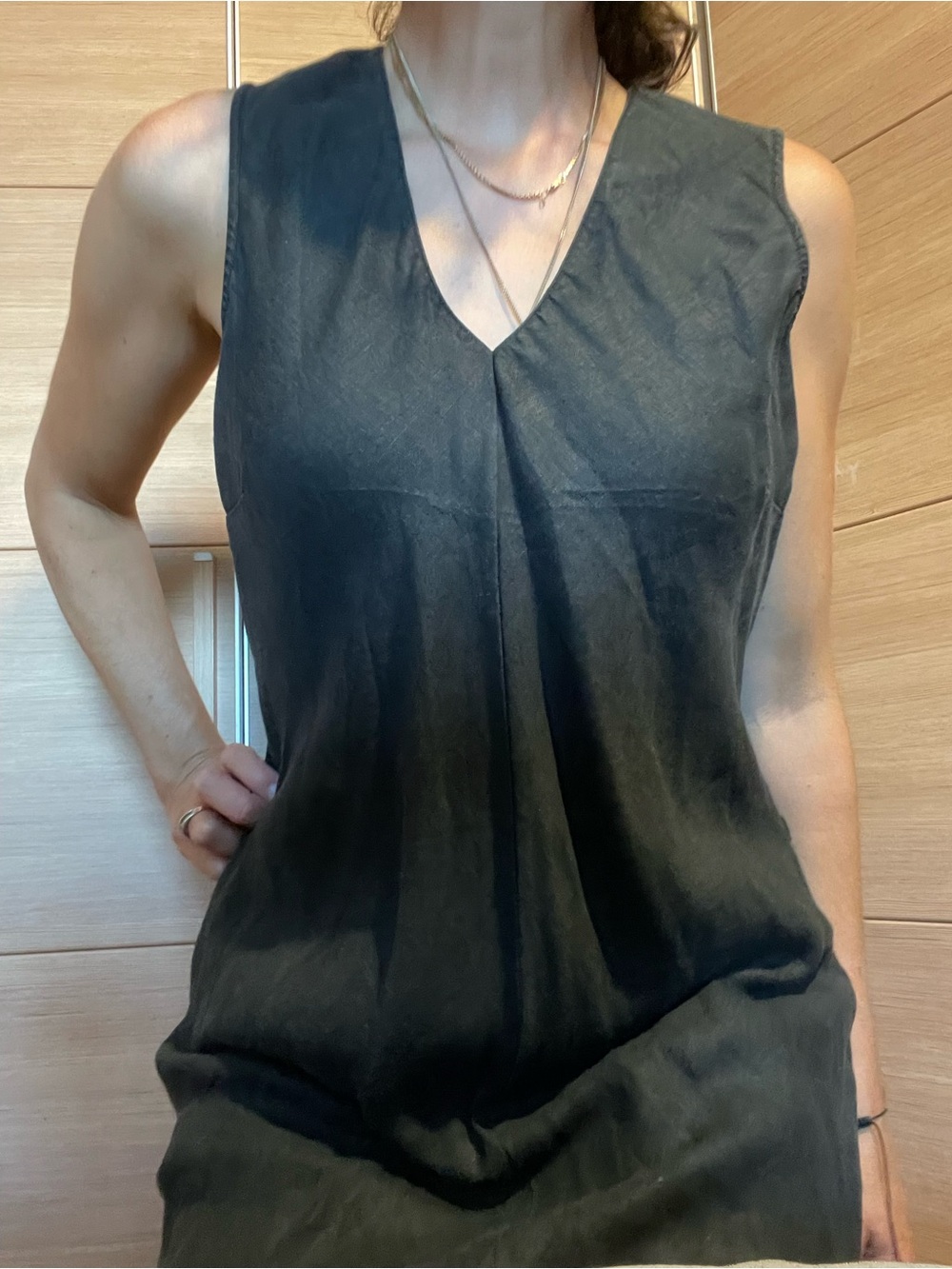 Tommy Hilfiger Black V-Neck Sleeveless Maxi Slip Dress - Picture 5 of 8